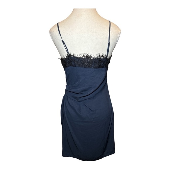 Vintage Y2K Victoria’s Secret Blue Lace Slip Dress Sz 4 Navy Black Slit - Picture 2 of 7